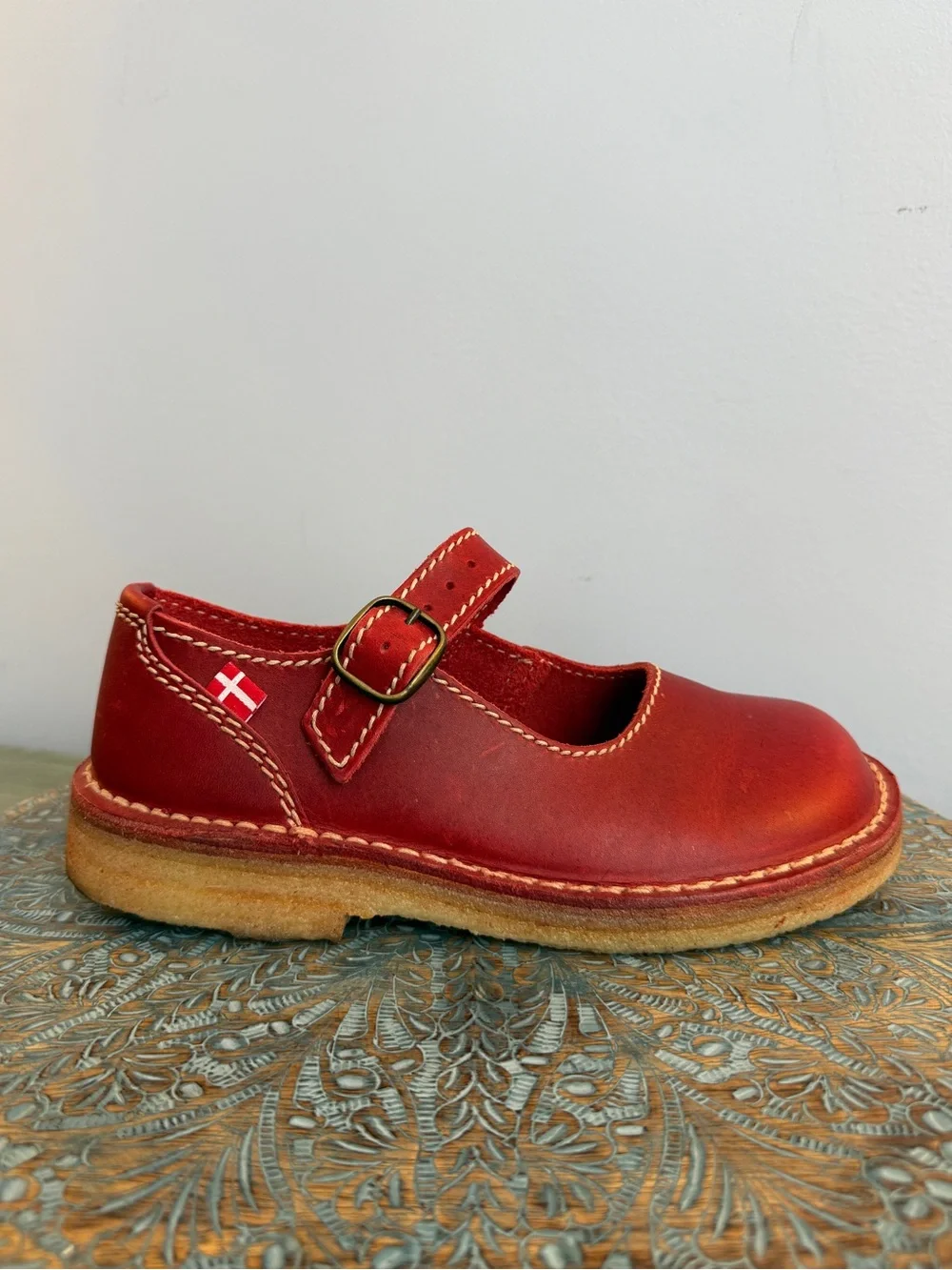 Duckfeet HIMMERLAND GRANATE Red Leather Mary Janes Size 39